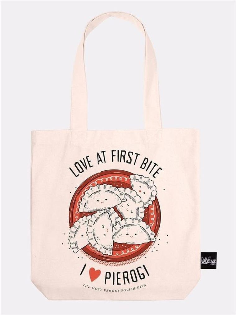 Nadwyraz, I love pierogi, torba bawełniania, ecru