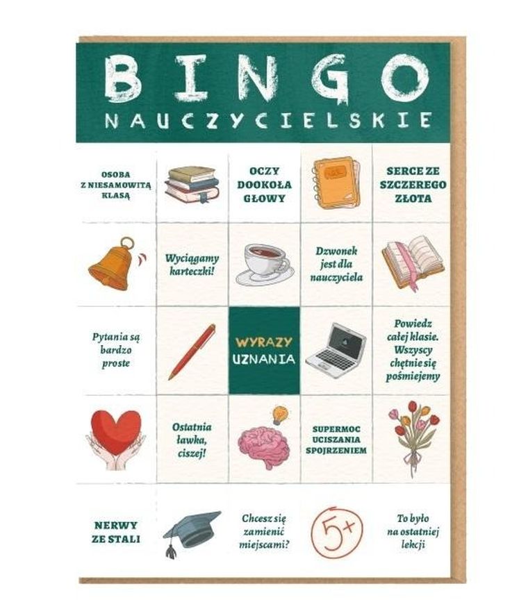 Nadwyraz.com, karnet okolicznościowy dla nauczyciela, Bingo
