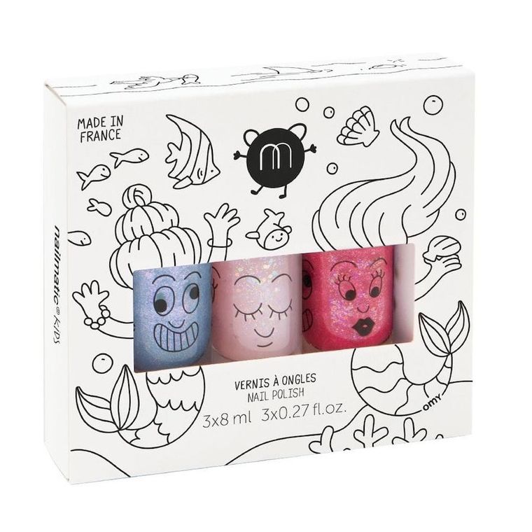 Nailmatic, Kids Mermaid D, zestaw lakierów do paznokci, 3-8 ml