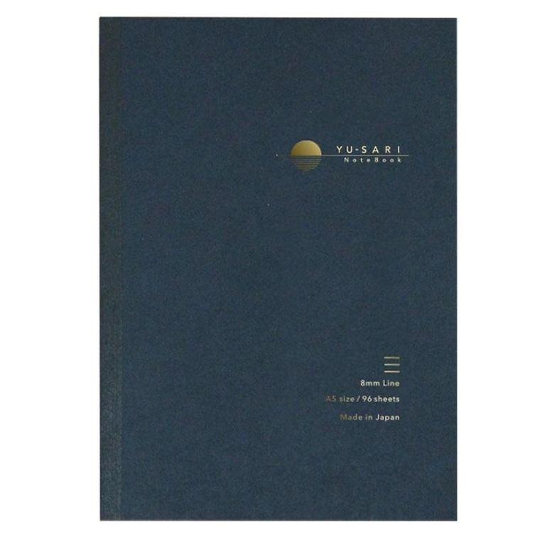 Nakabayashi, notatnik, A5, linie, 8 mm, Yu-Sari, czarny, 1 szt.