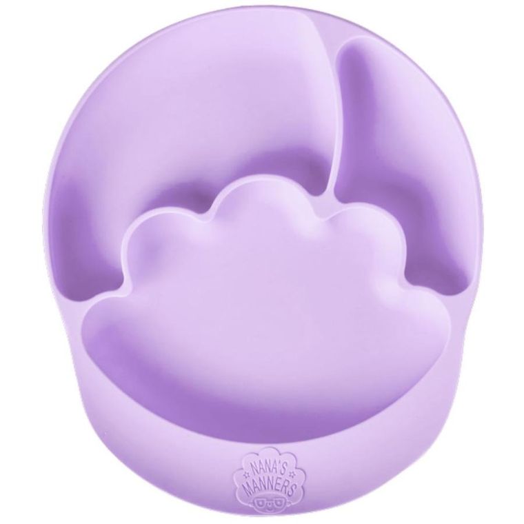 Nana's Manners, talerz silikonowy, trójdzielny z przyssawką, fioletowy