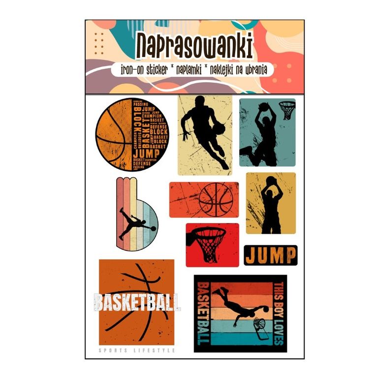 Naprasowanki, naplamki, Koszykówka, 10 elementów