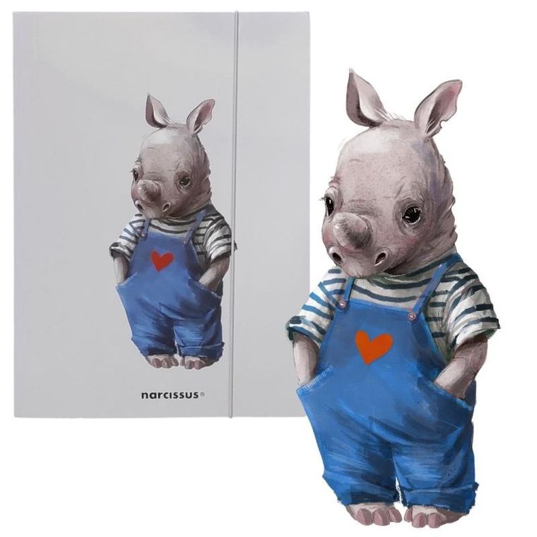 Narcissus, teczka z gumką A4, nosorożec, 1 szt.