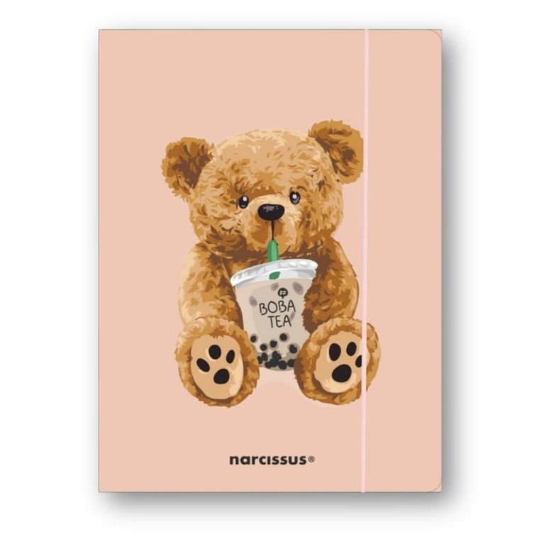 Narcissus, Teddies, teczka z gumką A4, Miś z boba tea