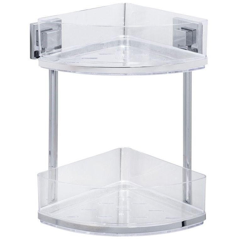 Narożna półka łazienkowa, Quadro, Vacuum-Loc pod prysznic, 2 poziomy