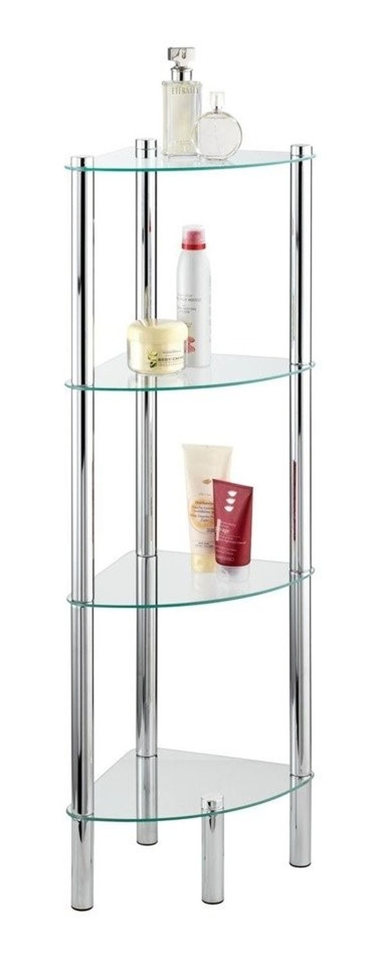 Narożna półka łazienkowa, Yago, szklana-4 poziomy
