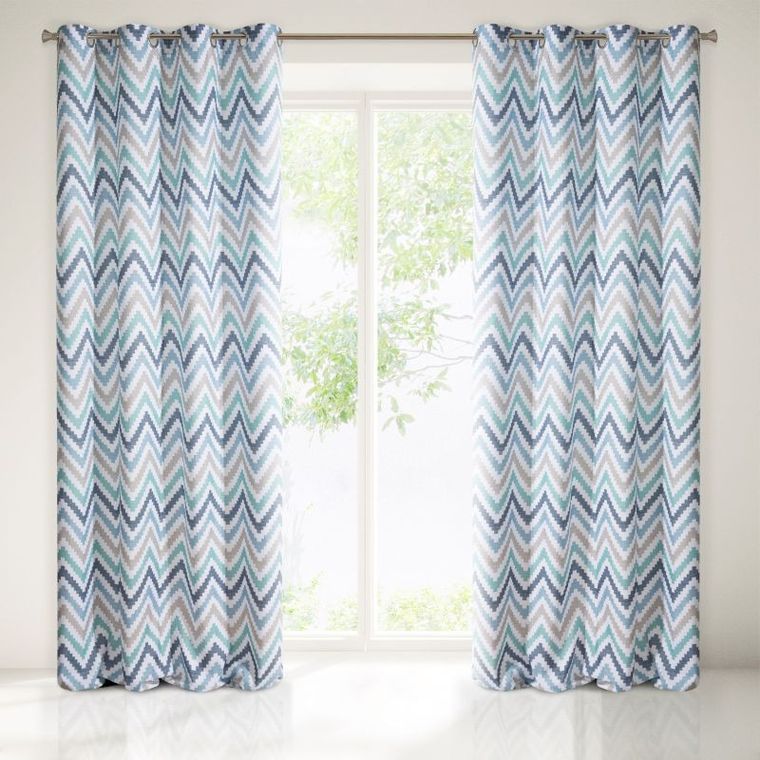 Nastia, zasłona gotowa, z geometrycznym nadrukiem, 140-250 cm