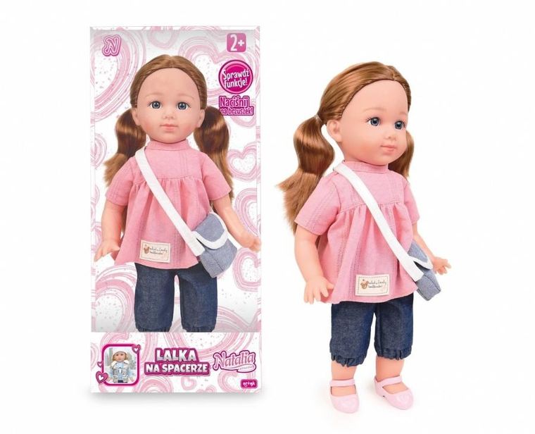 Natalia, lalka bobas w różowej tunice, 36 cm