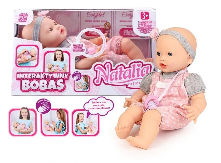 Natalia, lalka bobas ze smoczkiem, 41 cm