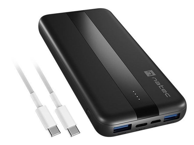 Natec, powerbank, TREVI SLIM Q V2, 10000mAh, PD USB-C, 20W + USB-A, 18W + KABEL USB-C