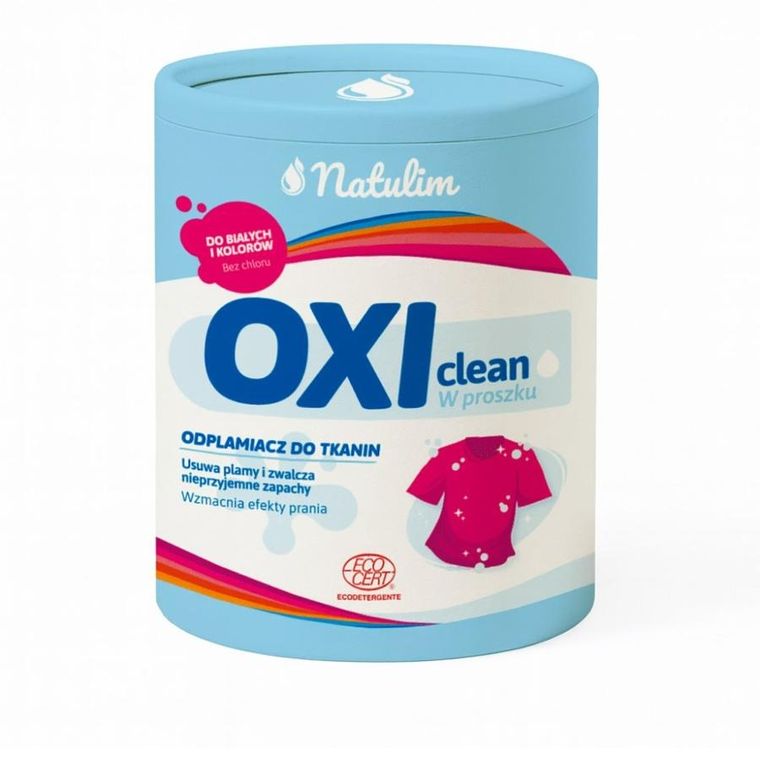Natulim, OXI clean, ekologiczny odplamiacz w proszku, do białych i kolorowych tkanin, 0,5 kg