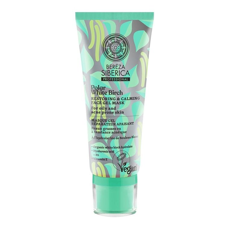 Natura Siberica, Bereza Siberica, wegańska, odbudowująco-kojąca, żelowa maska do twarzy do skóry tłustej oraz z tendencją do powstawania trądziku, 100 ml