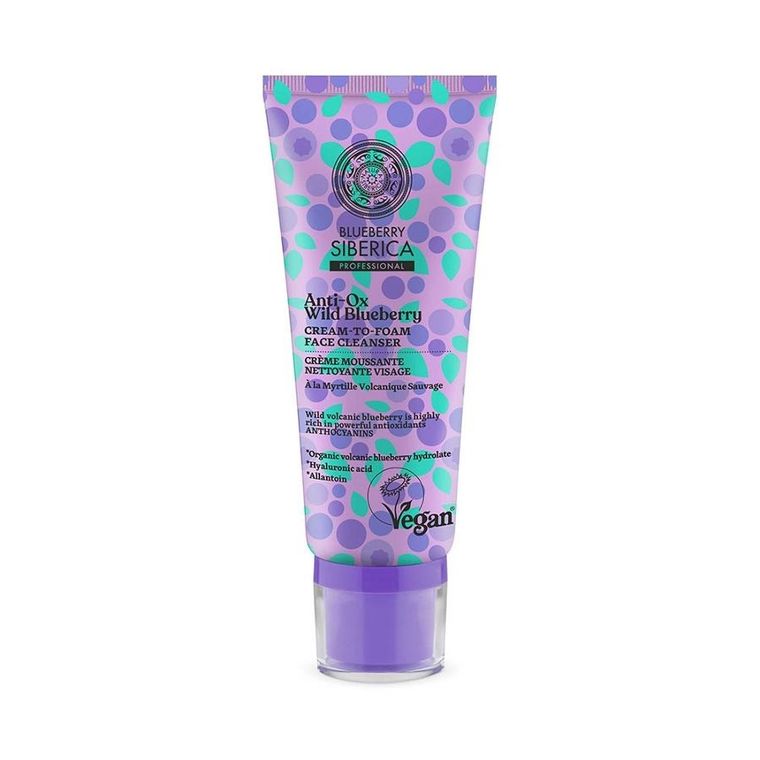 Natura Siberica, Blueberry Siberica, wegańska, kremowa pianka oczyszczająca do twarzy, 100 ml