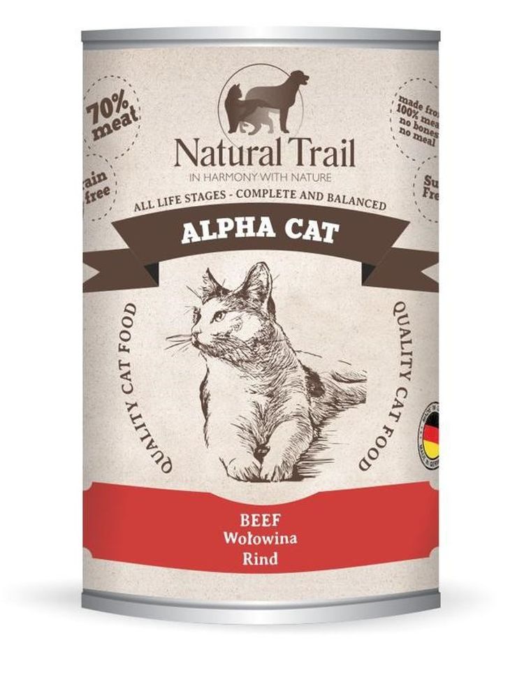 Natural Trail, Cat Alpha, wołowina, karma mokra dla kotów, 400g