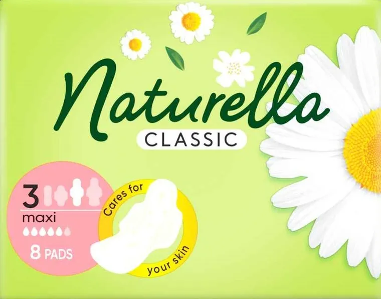 Naturella, Classic Maxi Camomile, podpaski ze skrzydełkami, 8 szt.