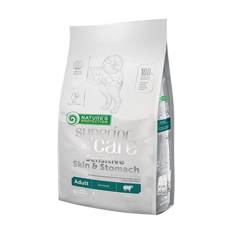 Nature's Protection, Sensitive Skin&Stomach, Adult, jagnięcina, karma sucha dla psów, 1.5 kg