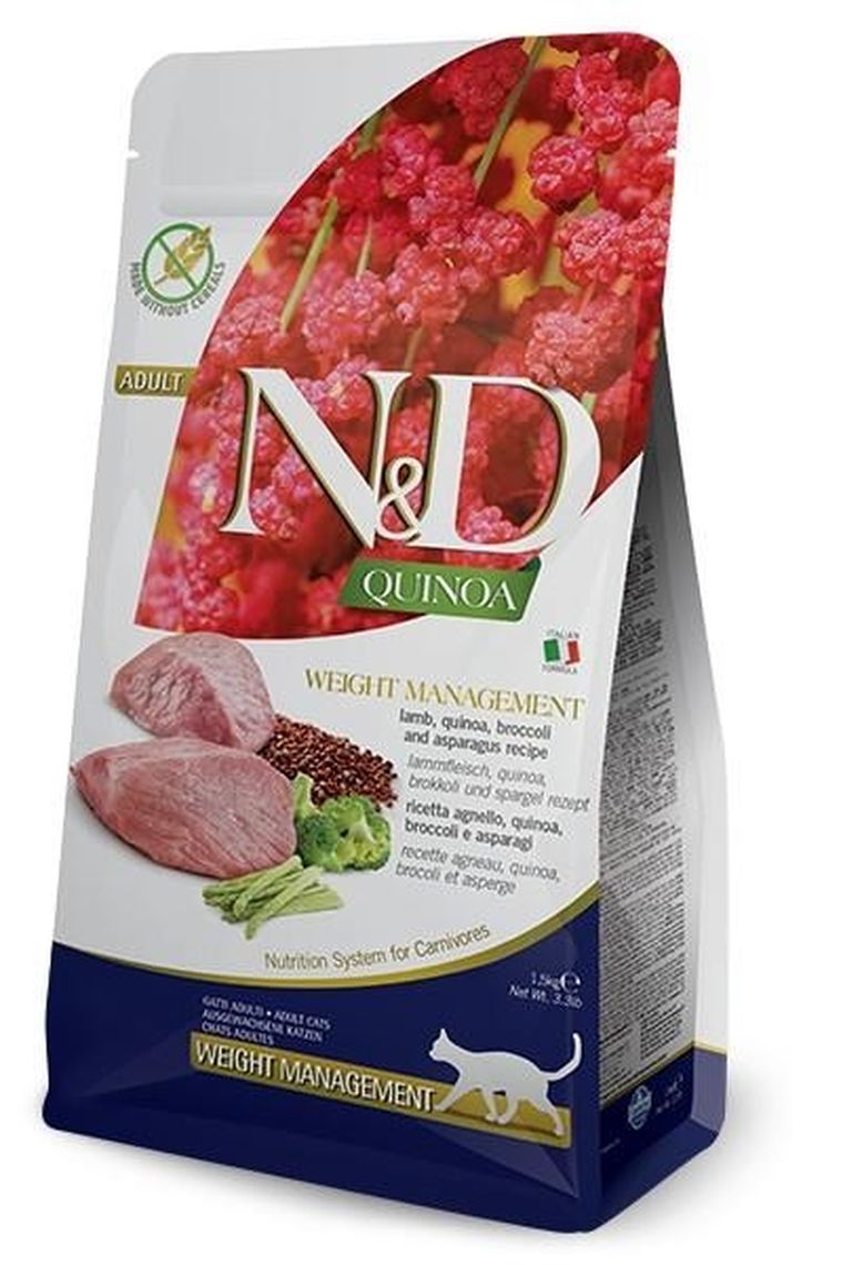 N&D Cat Quinoa, Weight Management Lamb & Broccoli, sucha karma dla kota, 5 kg
