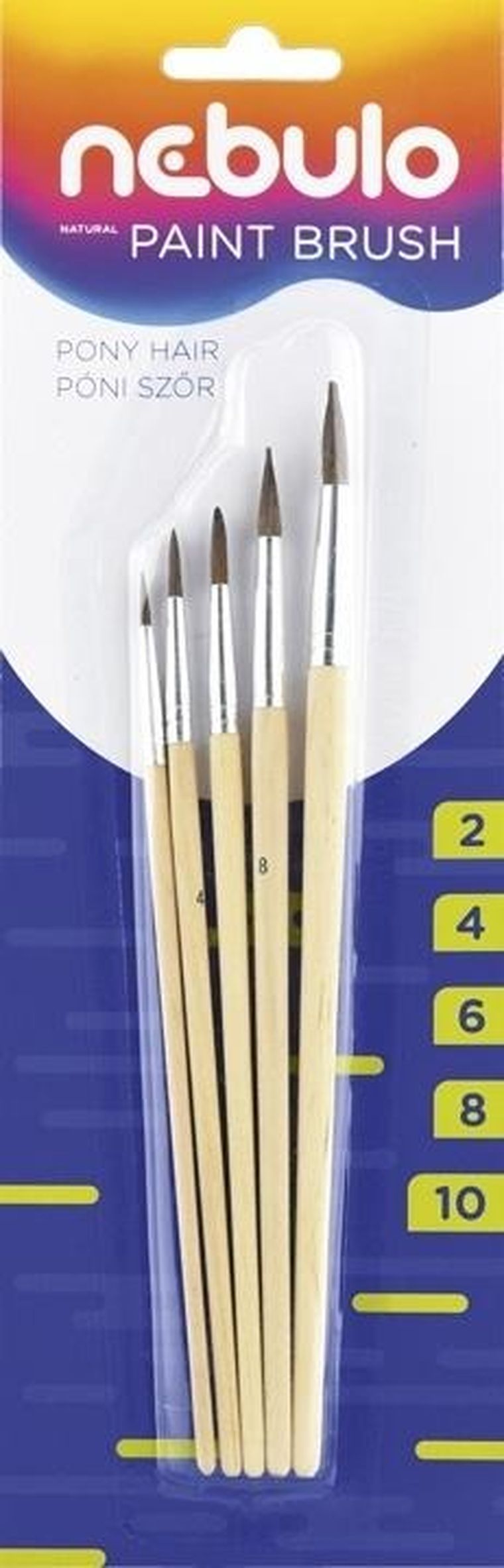 Nebulo, zestaw pędzli drewnianych, 2-4-6-8-10