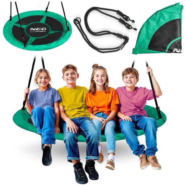Neo-Sport, Swingo, huśtawka bocianie gniazdo, zielona, 120 cm