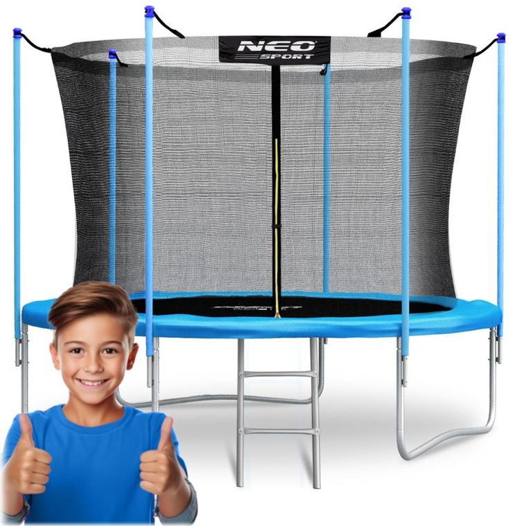 Neo-Sport, trampolina ogrodowa siatką wewnętrzna i drabinką, 8ft/252 cm