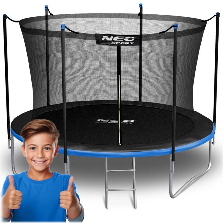 Neo-Sport, trampolina ogrodowa z siatką wewnętrzną i drabinką, 10ft/312 cm
