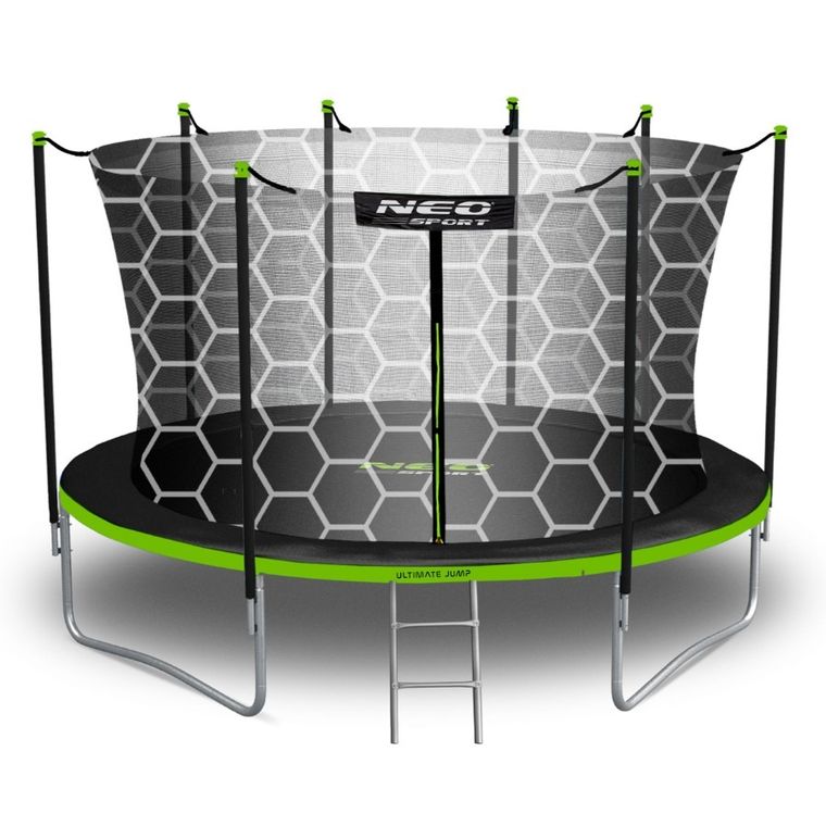 Neo-Sport, trampolina ogrodowa z siatką wewnętrzną i drabinką, 13ft/404 cm