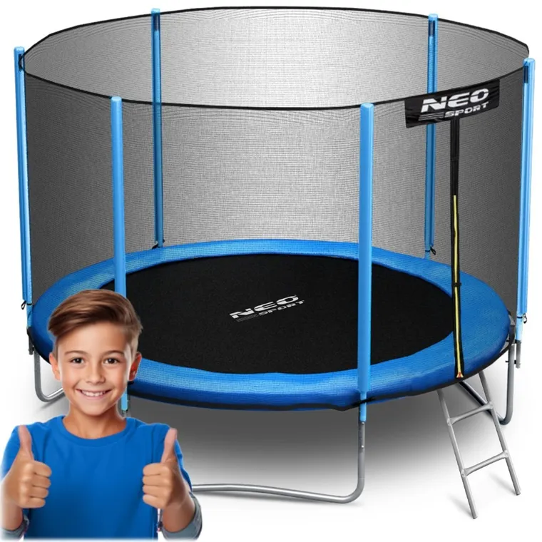 Neo-Sport, trampolina ogrodowa z siatką zewnętrzną i drabinką, 10ft/312 cm