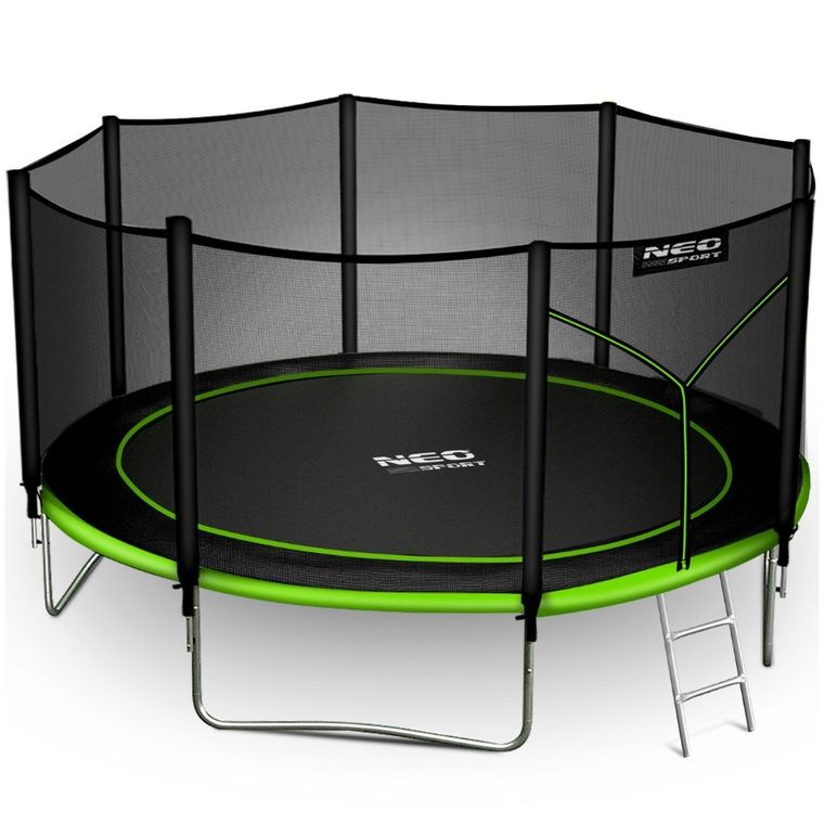 Neo-Sport, trampolina ogrodowa z siatką zewnętrzną i drabinką, 12ft/374 cm