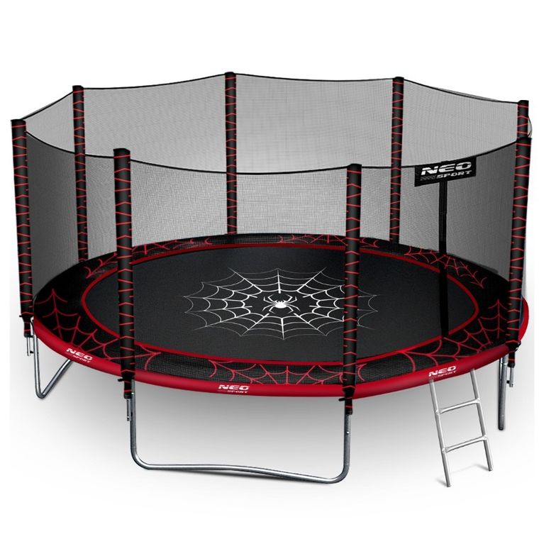 Neo-Sport, trampolina ogrodowa z siatką zewnętrzną i drabinką, 13ft/404 cm