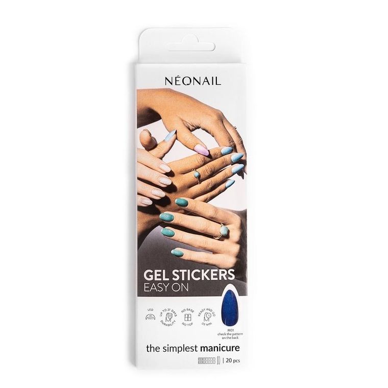 NeoNail, Gel Stickers Easy On, lakier hybrydowy w naklejce M01, 20 szt.