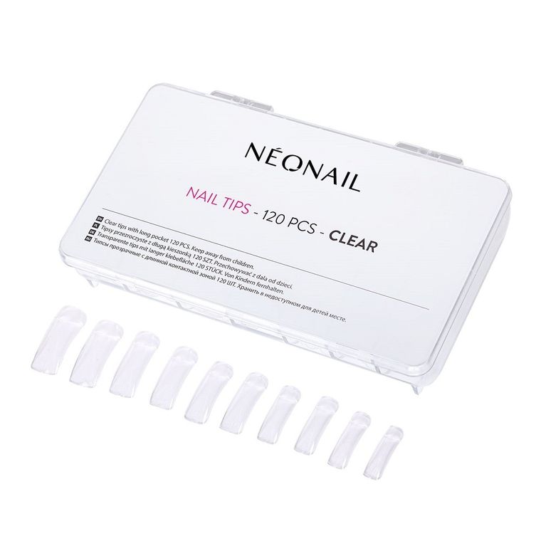 NeoNail, Nail Tips, przezroczyste tipsy z długą kieszonką, 120 szt.