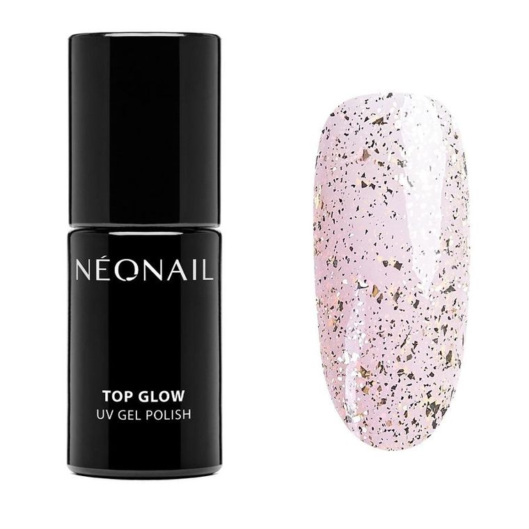 NeoNail, Top Glow, top hybrydowy, Gold Flakes, 7.2 ml