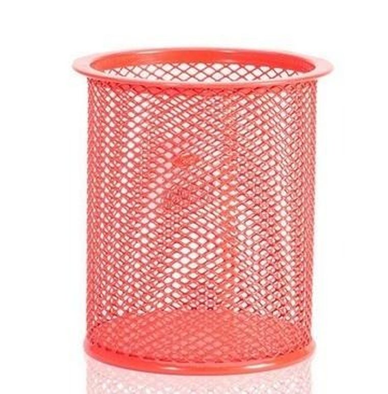 Net, metalowy pojemnik na przybory szkolne, okrągły duży, czerwony