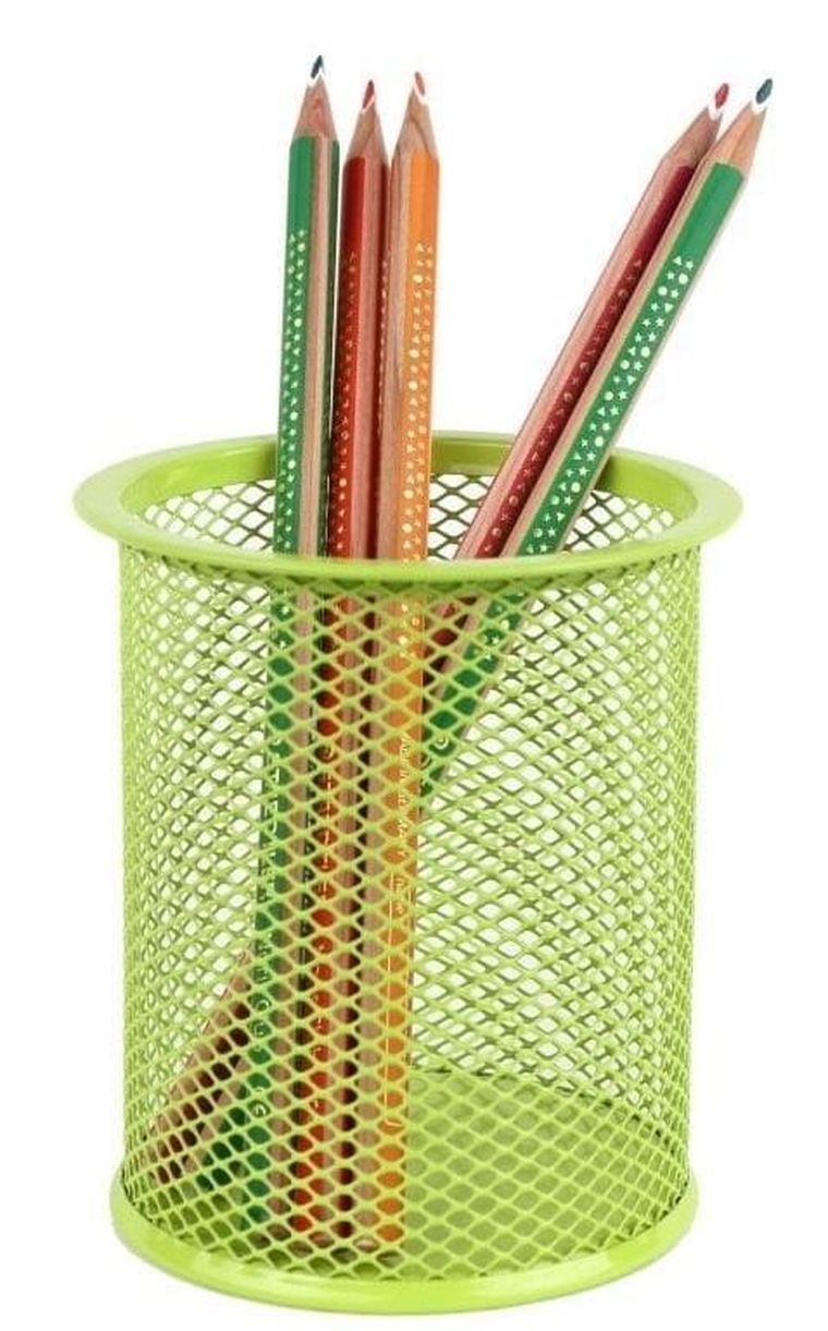 Net, metalowy pojemnik na przybory szkolne, okrągły duży, lemon