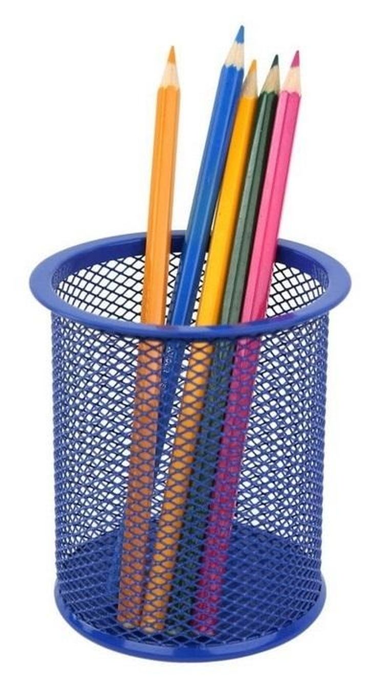 Net, metalowy pojemnik na przybory szkolne, okrągły duży, niebieski