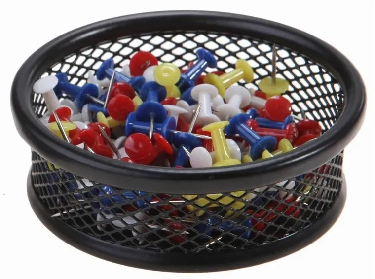 Net, okrągły pojemnik na spinacze, mały, czarny