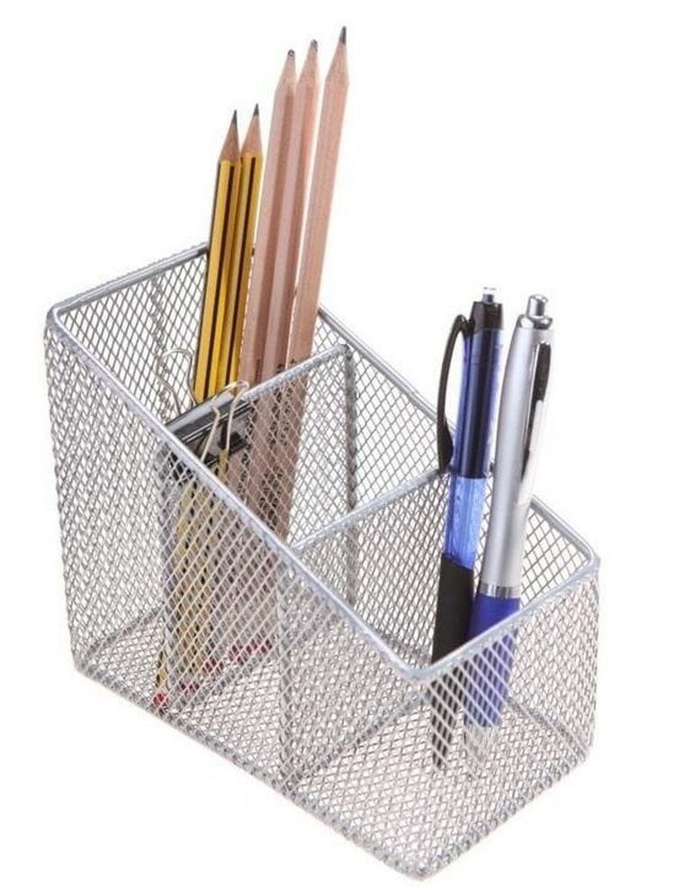 Net, przybornik na biurko, skośny, srebrny