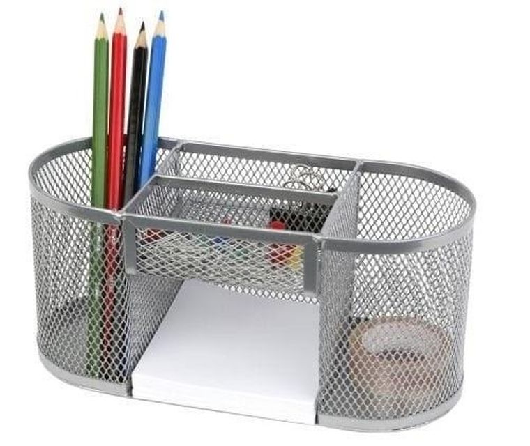 Net, przybornik na biurko, srebrny