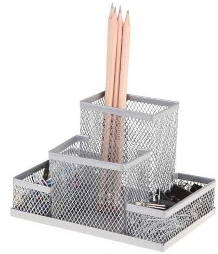 Net, przybornik na biurko, srebrny
