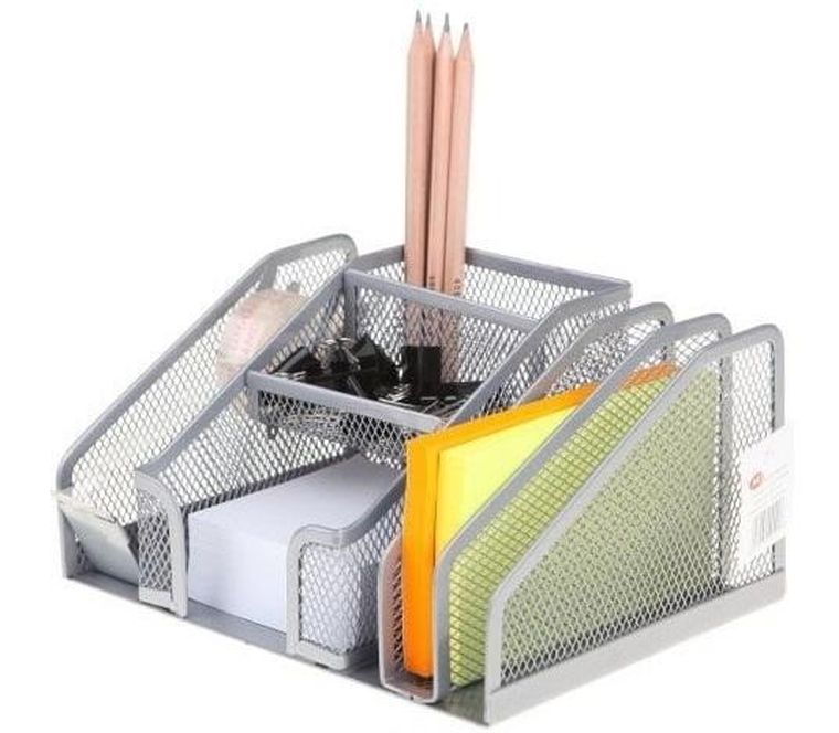 Net, przybornik na biurko, srebrny