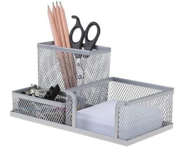 Net, przybornik na biurko, srebrny