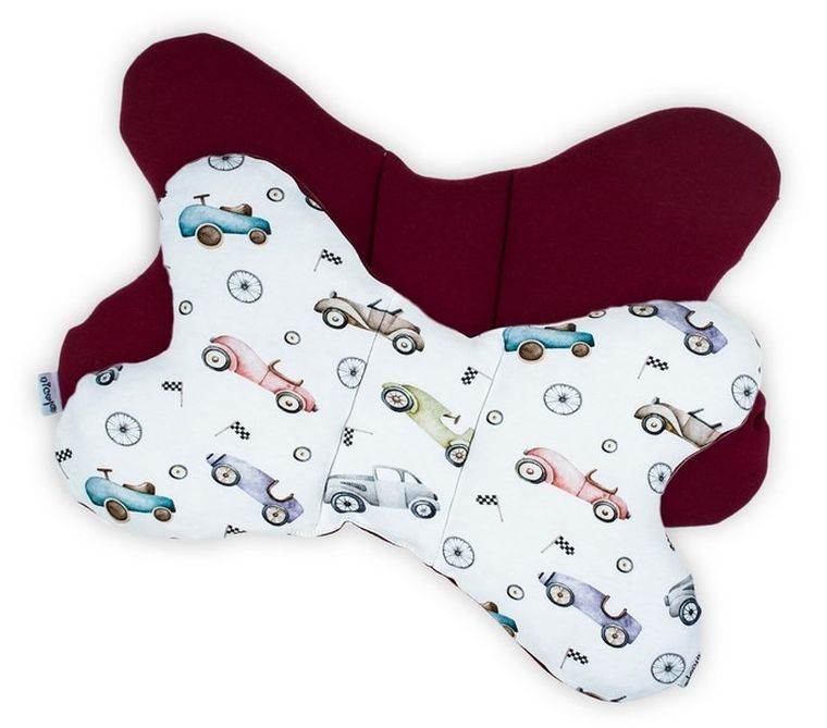 Nicol, motylek, poduszka, biało-bordowa