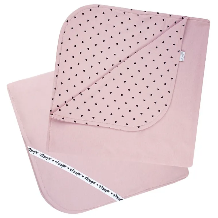 Nicol, Serduszka, kocyk niemowlęcy, pudrowy róż, pled, 74-74 cm