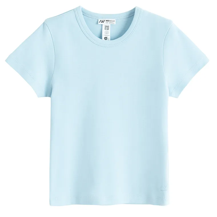 Niebieska koszulka basic z bawełny czesanej NOWEAR