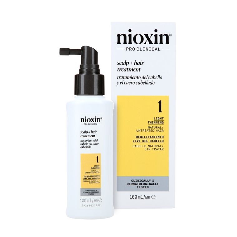 Nioxin, Pro Clinical Scalp Treatment 1, kuracja do włosów naturalnych i lekko przerzedzonych, 100 ml
