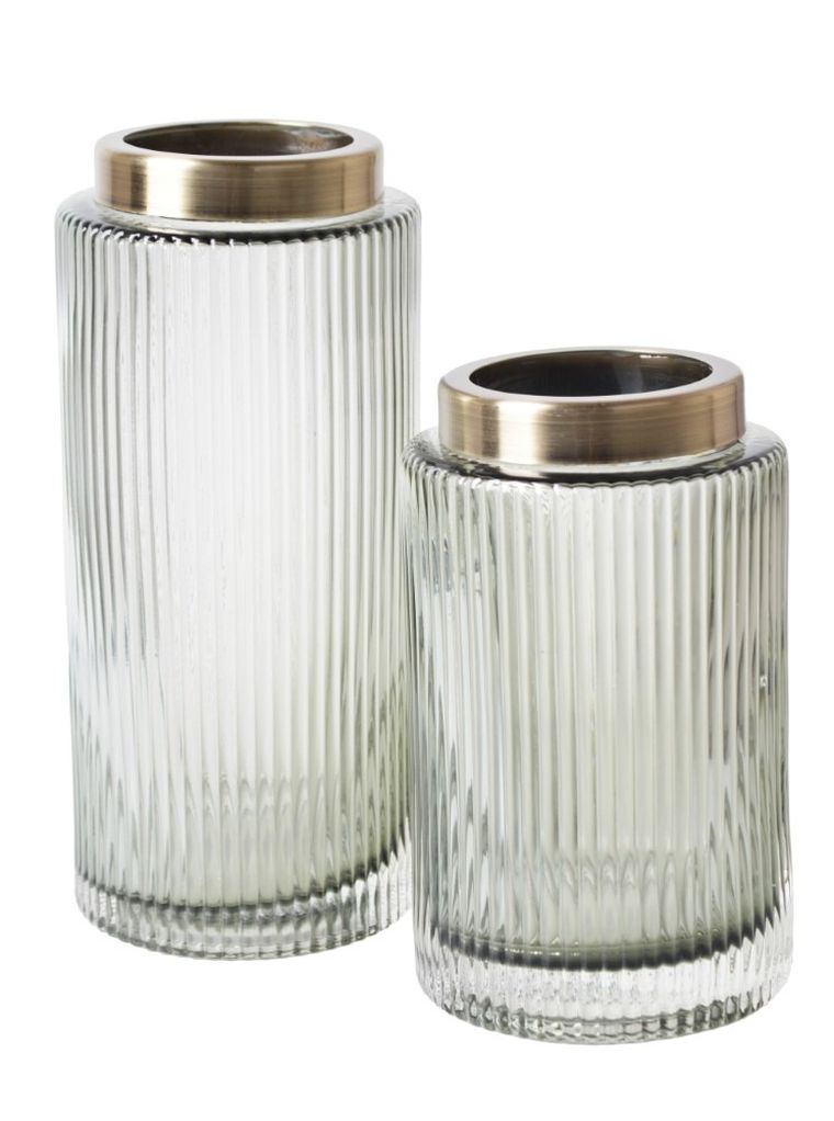 Niski wazon szklany, szary, 12-12-20 cm