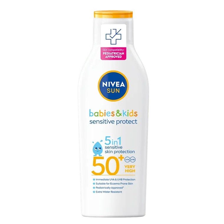 Nivea, Babies & Kids Sensitive Protect, balsam do opalania dla dzieci SPF50+, 200 ml