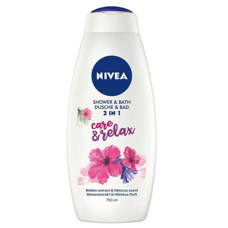 Nivea, Bath Care, Care & Relax, płyn do kąpieli i żel pod prysznic, 2w1, 750 ml