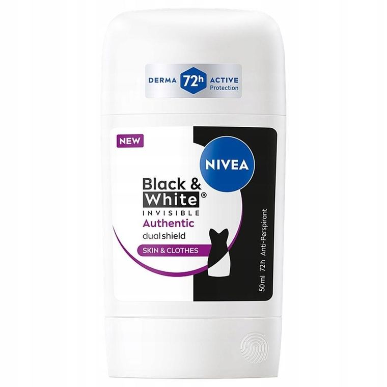 Nivea, Black&White Invisible Authentic, antyperspirant w sztyfcie, 50 ml