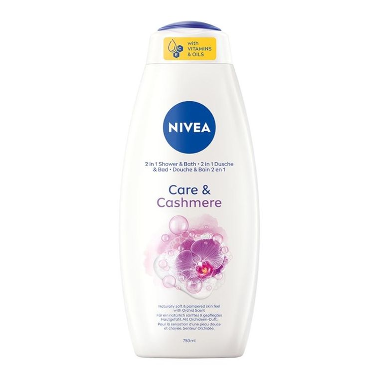 Nivea, Care & Cashmere, żel pod prysznic i płyn do kąpieli 2w1, 750 ml